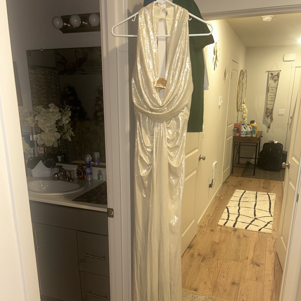 Elegant Cream Sequin Gown